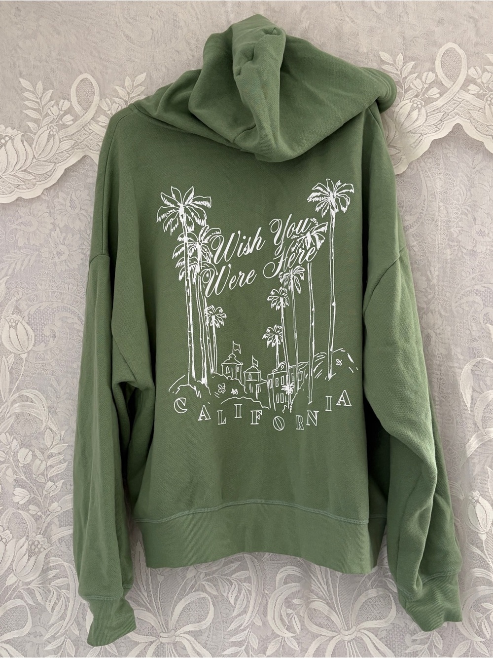 Preppy coastal casual girly California palm tree graphics zip up hoodie - Picture 6 of 8